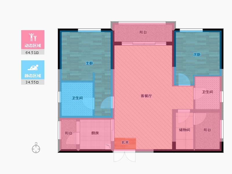 广东省-广州市-金地公园上城阅山院-86.00-户型库-动静分区