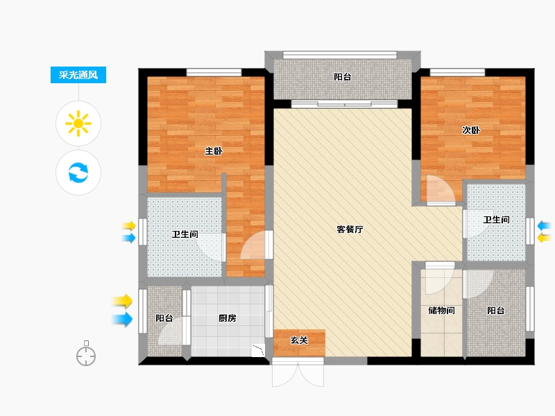 广东省-广州市-金地公园上城阅山院-86.00-户型库-采光通风