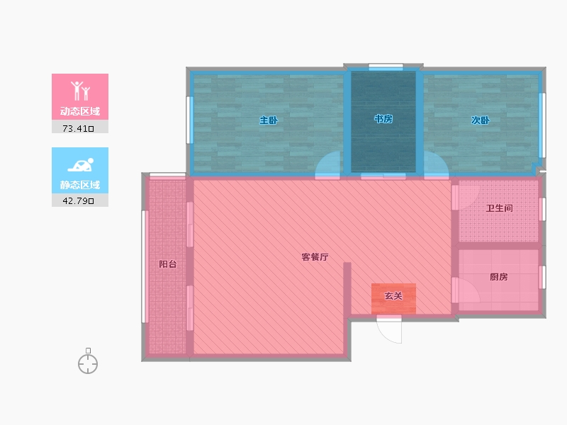 内蒙古自治区-呼和浩特市-检察小区-102.70-户型库-动静分区