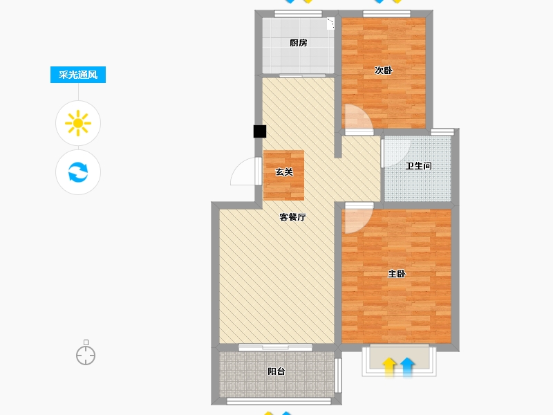 江苏省-淮安市-紫金东郡-74.40-户型库-采光通风