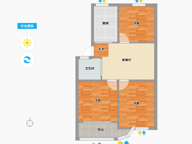 上海-上海市-光复新苑-65.82-户型库-采光通风