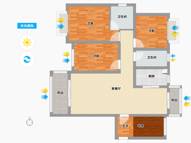 江西省-宜春市-丽景滨江-96.00-户型库-采光通风