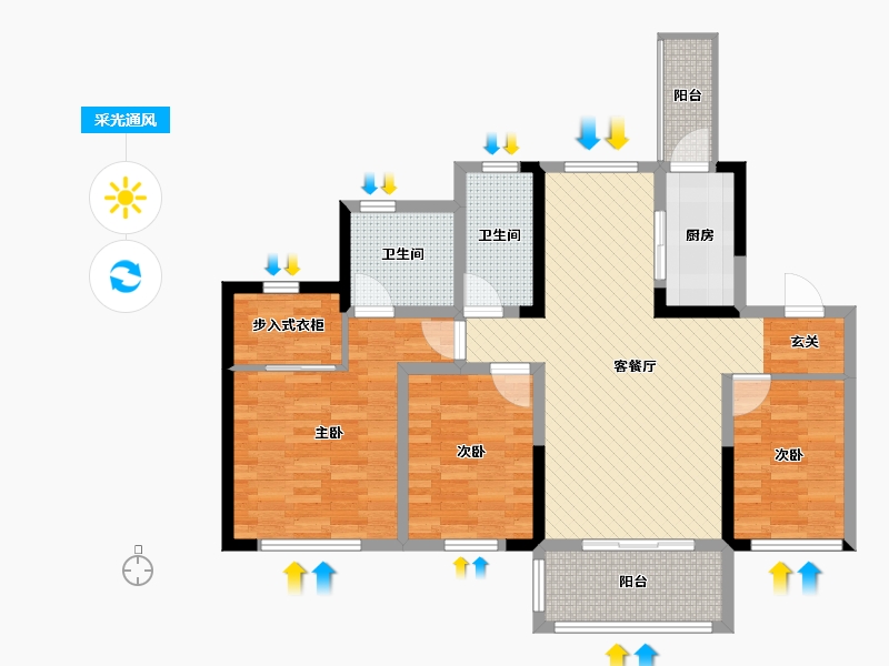 四川省-绵阳市-中央大道-94.52-户型库-采光通风