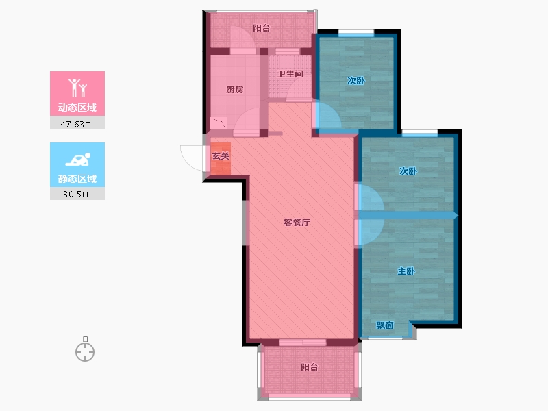 陕西省-西安市-太奥广场-67.03-户型库-动静分区