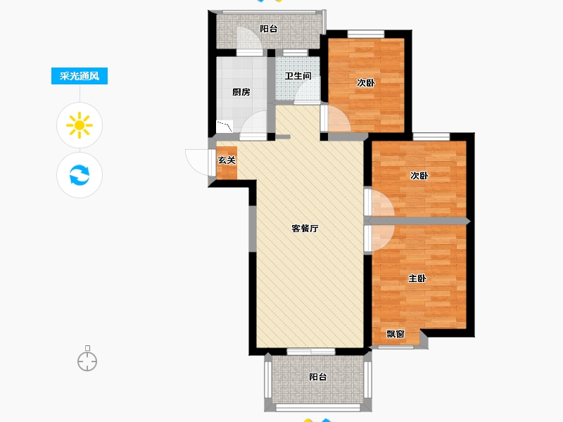 陕西省-西安市-太奥广场-67.03-户型库-采光通风