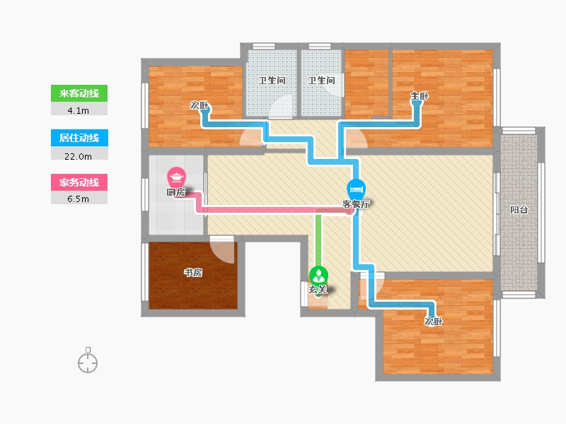 辽宁省-沈阳市-步阳江南甲第-109.67-户型库-动静线