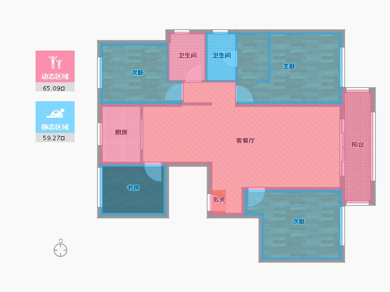 辽宁省-沈阳市-步阳江南甲第-109.67-户型库-动静分区