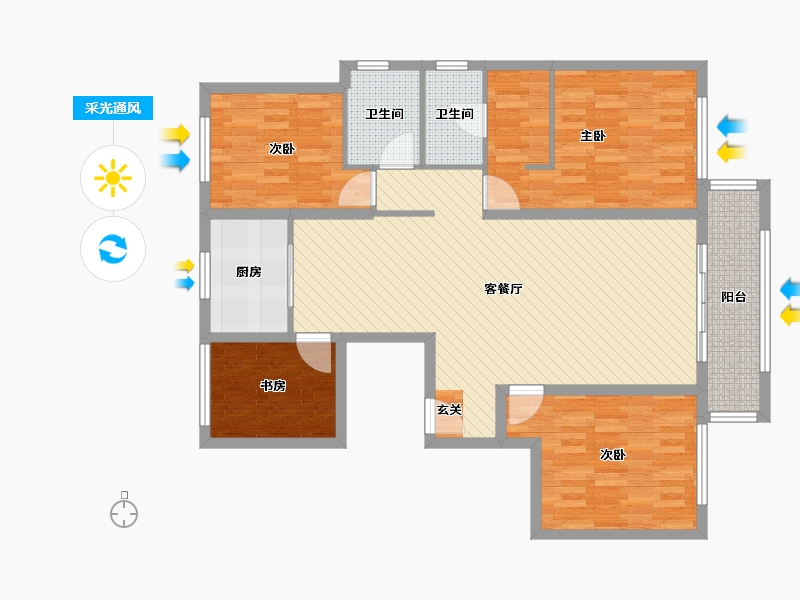 辽宁省-沈阳市-步阳江南甲第-109.67-户型库-采光通风