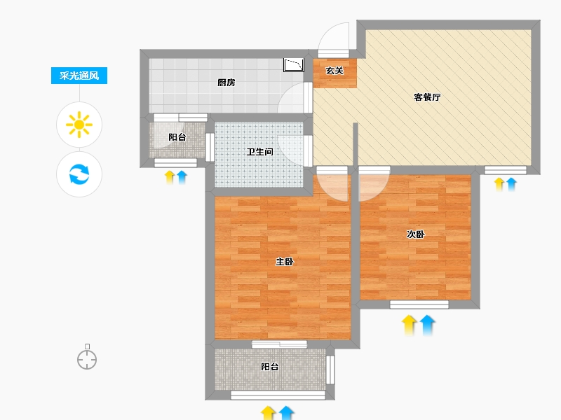 天津-天津市-海川园-63.42-户型库-采光通风