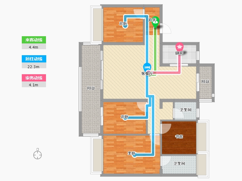 安徽省-亳州市-涡阳碧桂园龙12栋705-108.72-户型库-动静线