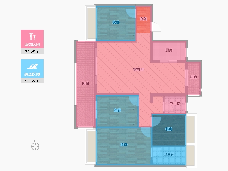 安徽省-亳州市-涡阳碧桂园龙12栋705-108.72-户型库-动静分区