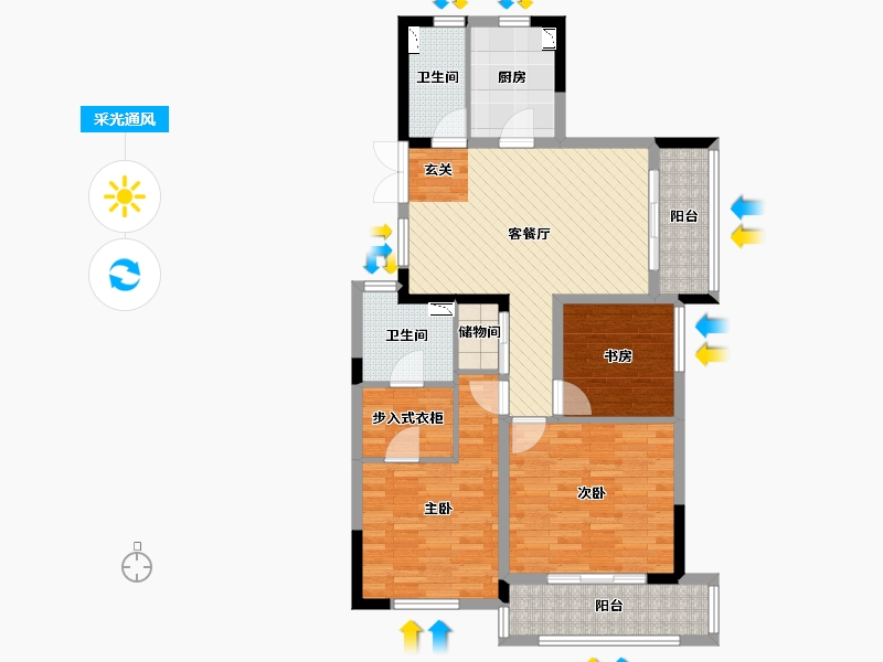 浙江省-绍兴市-嵊州市悦公馆-93.24-户型库-采光通风