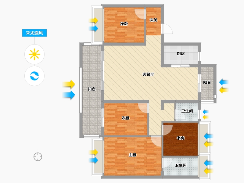 安徽省-亳州市-涡阳碧桂园龙12栋705-108.72-户型库-采光通风