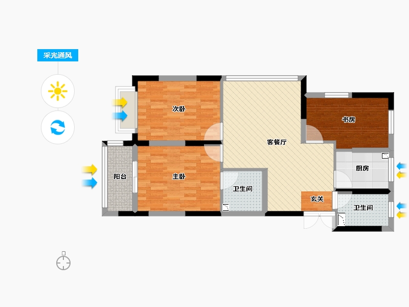 浙江省-嘉兴市-名都佳苑-75.45-户型库-采光通风