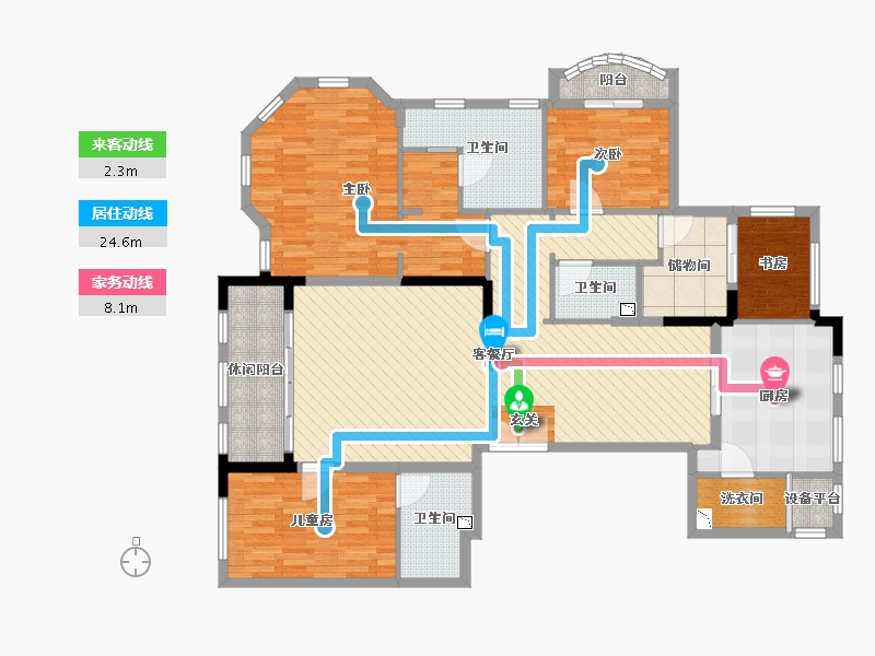 浙江省-宁波市-华润凯旋门-141.97-户型库-动静线