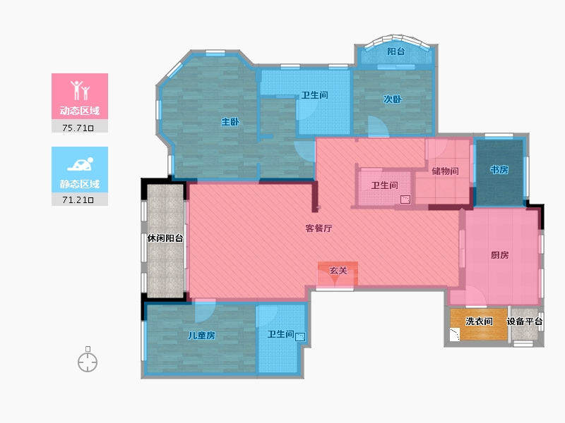 浙江省-宁波市-华润凯旋门-141.97-户型库-动静分区