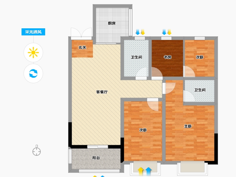 江西省-九江市-丽景湾-96.08-户型库-采光通风