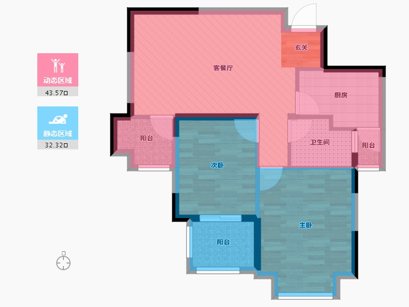 安徽省-合肥市-庐阳馨苑-南区-15号楼-66.58-户型库-动静分区