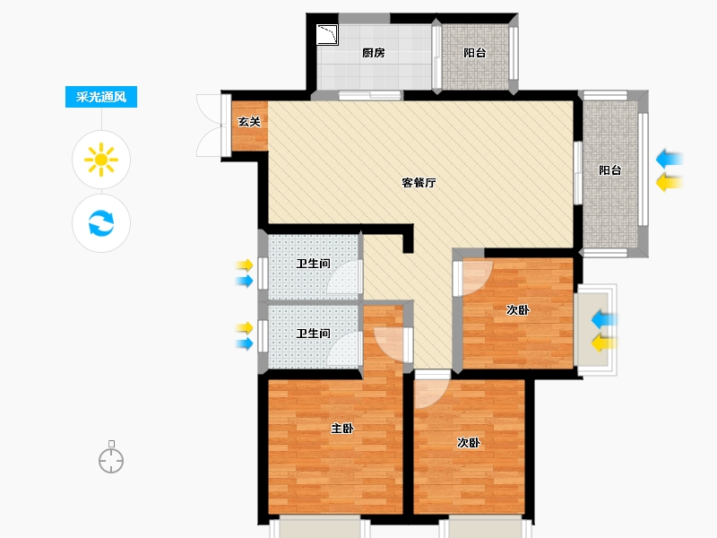 河北省-廊坊市-华夏幸福城润园-81.22-户型库-采光通风