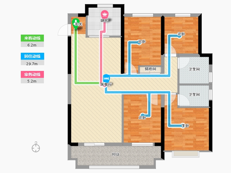 安徽省-宣城市-宣城市宣州区中梁壹号院-101.98-户型库-动静线