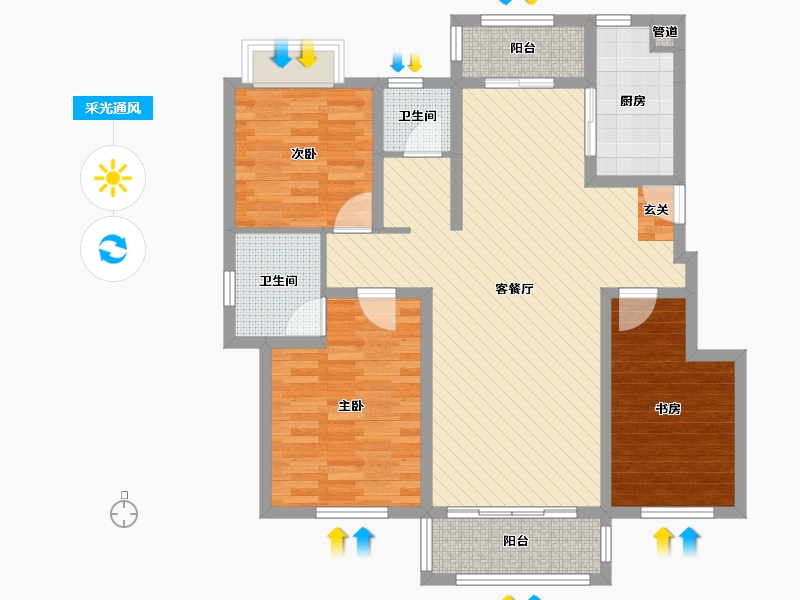 湖南省-娄底市-丰茂新城-96.97-户型库-采光通风