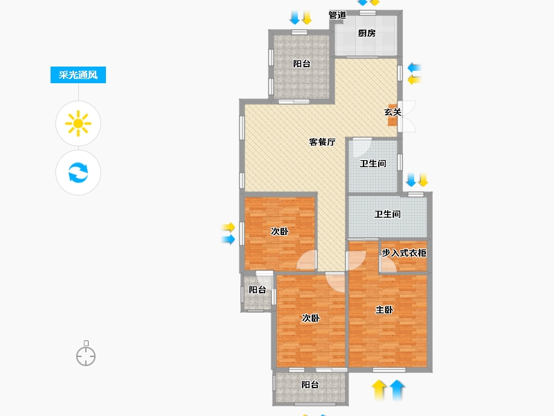 浙江省-绍兴市-信达银郡-124.00-户型库-采光通风