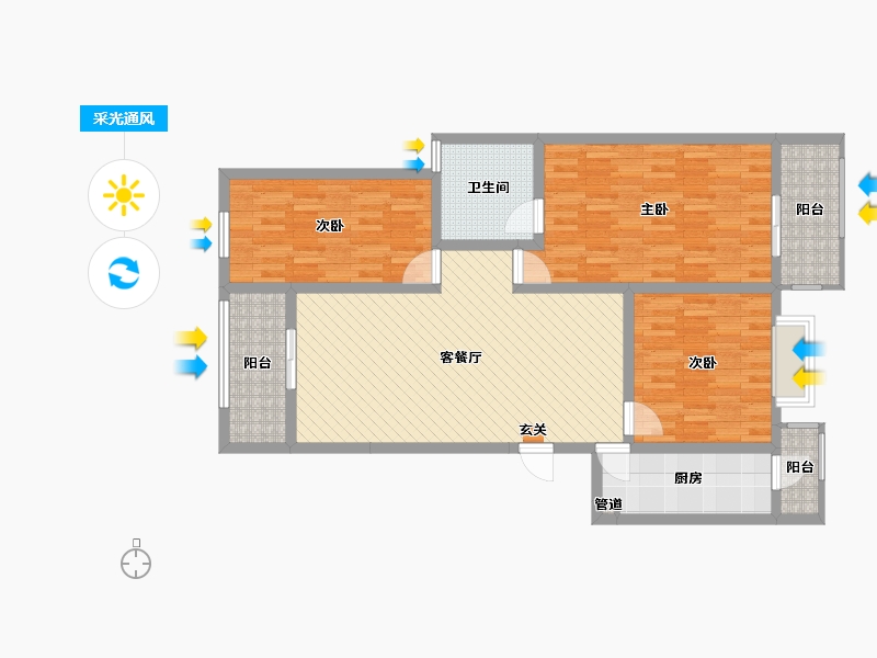 四川省-成都市-四川音乐学院宿舍-1幢-104.80-户型库-采光通风