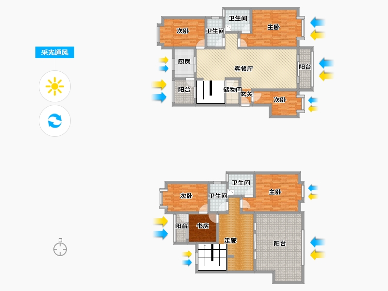 云南省-昆明市-枫林盛景-214.42-户型库-采光通风