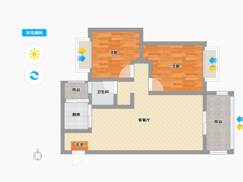 四川省-成都市-德坤竹韵坊-62.26-户型库-采光通风