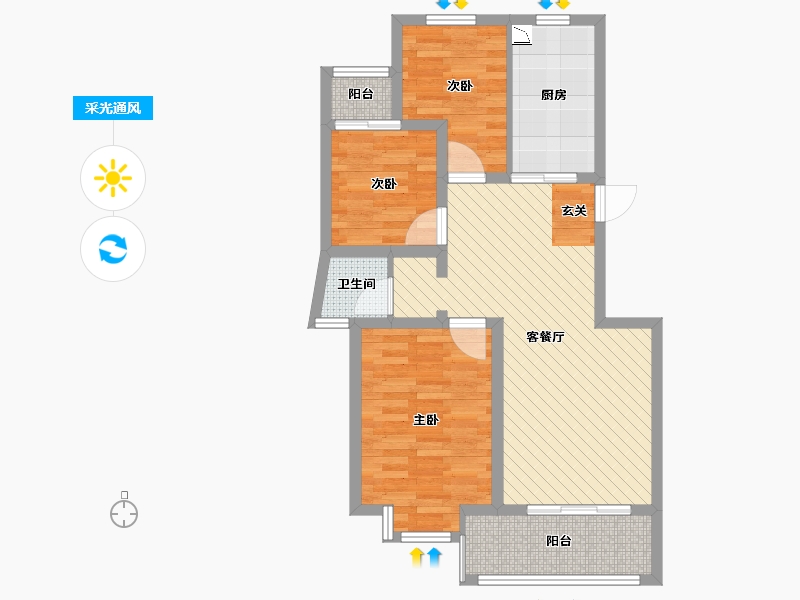 江苏省-南京市-四季阳光花园-71.72-户型库-采光通风