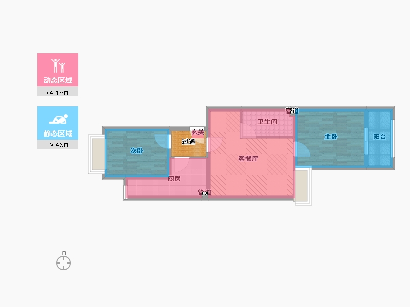 北京-北京市-黄金苑-1号楼-57.60-户型库-动静分区