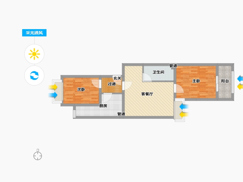 北京-北京市-黄金苑-1号楼-57.60-户型库-采光通风