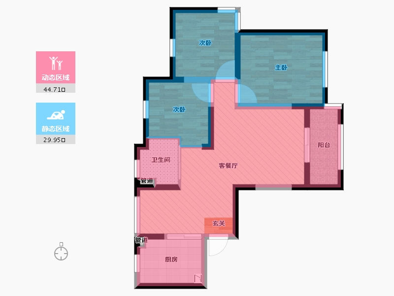 上海-上海市-新凯城银杏苑-64.31-户型库-动静分区