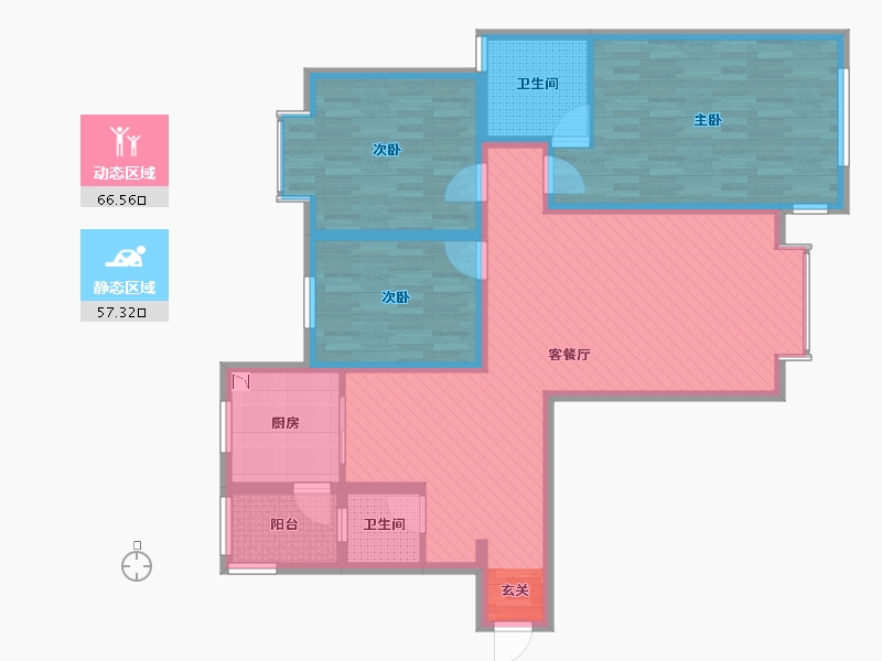 河南省-信阳市-金盾花园(新七大道)-109.66-户型库-动静分区