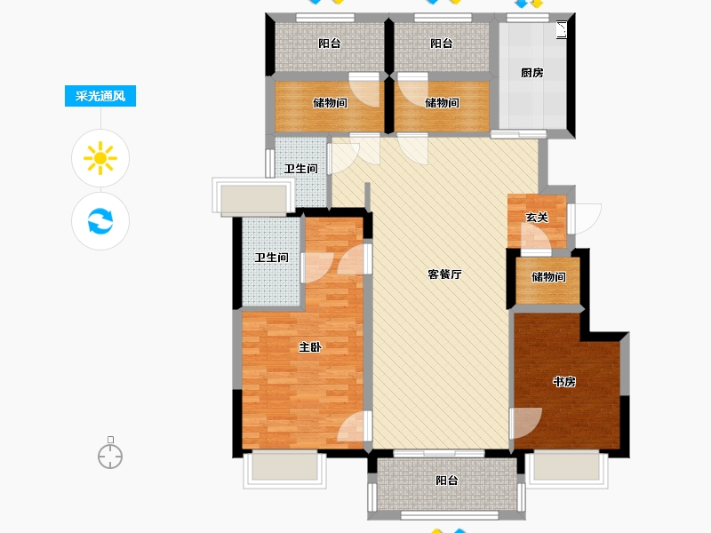 江苏省-苏州市-华润悦府东-102.00-户型库-采光通风