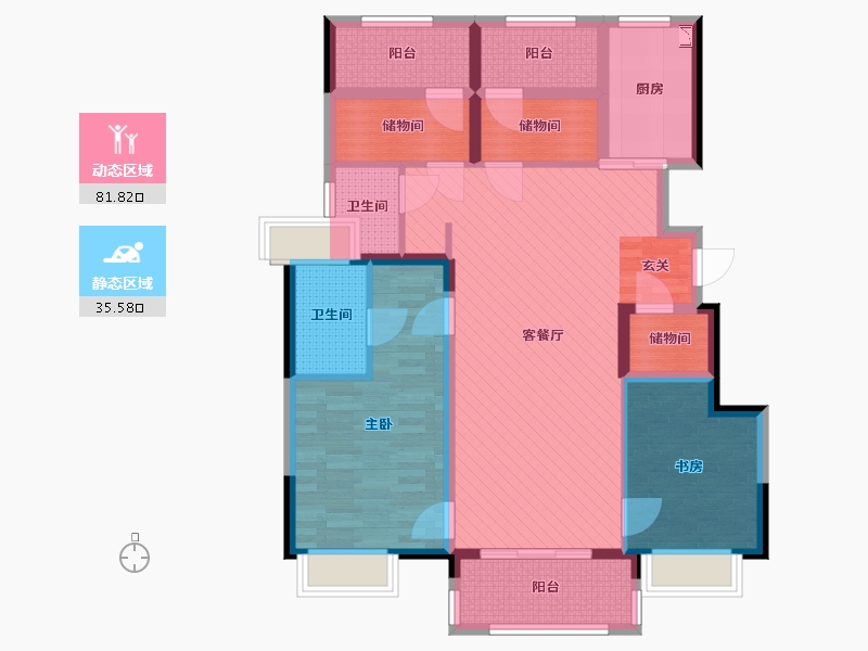 江苏省-苏州市-华润悦府东-102.00-户型库-动静分区