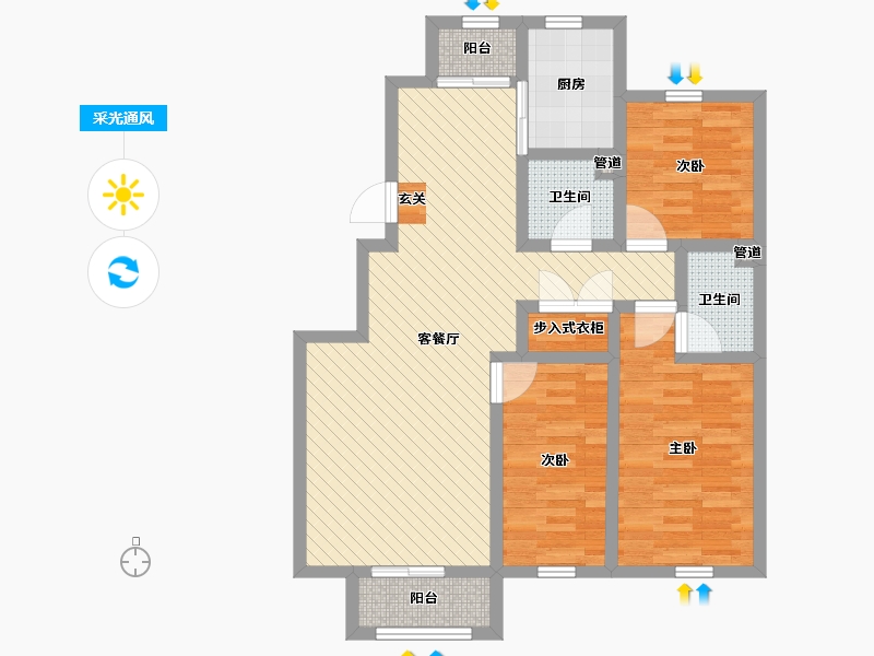 辽宁省-葫芦岛市-帝泊湾二期-82.31-户型库-采光通风