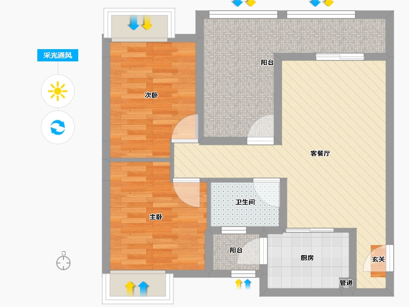 四川省-成都市-田园诗驿-65.27-户型库-采光通风