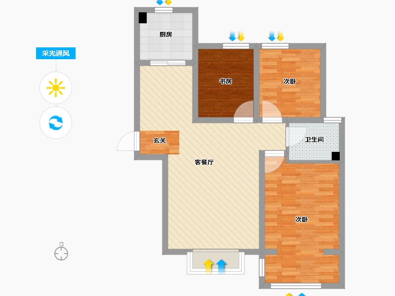 山东省-青岛市-宝佳中央湖岸-70.54-户型库-采光通风