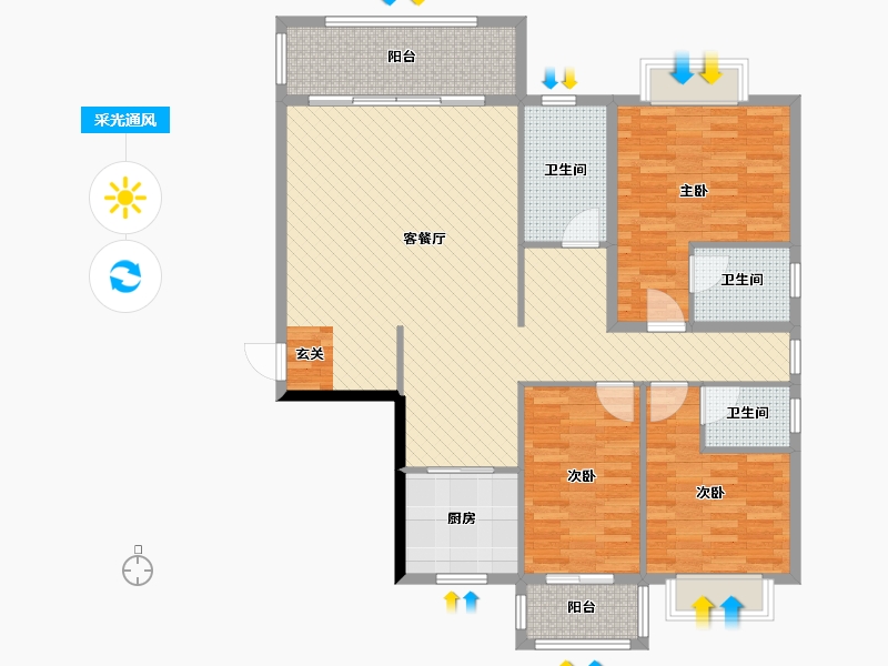 广东省-揭阳市-港墘公寓-118.19-户型库-采光通风