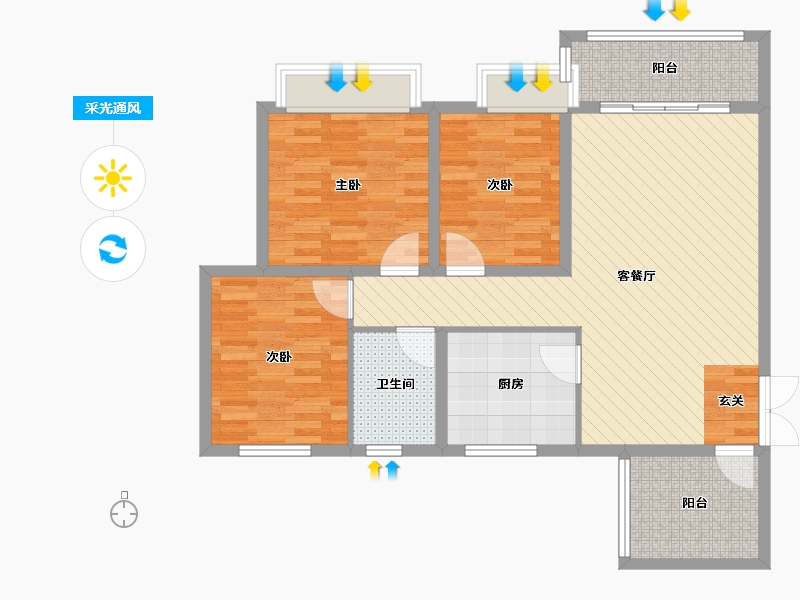 贵州省-黔南布依族苗族自治州-水岸铭门-92.72-户型库-采光通风