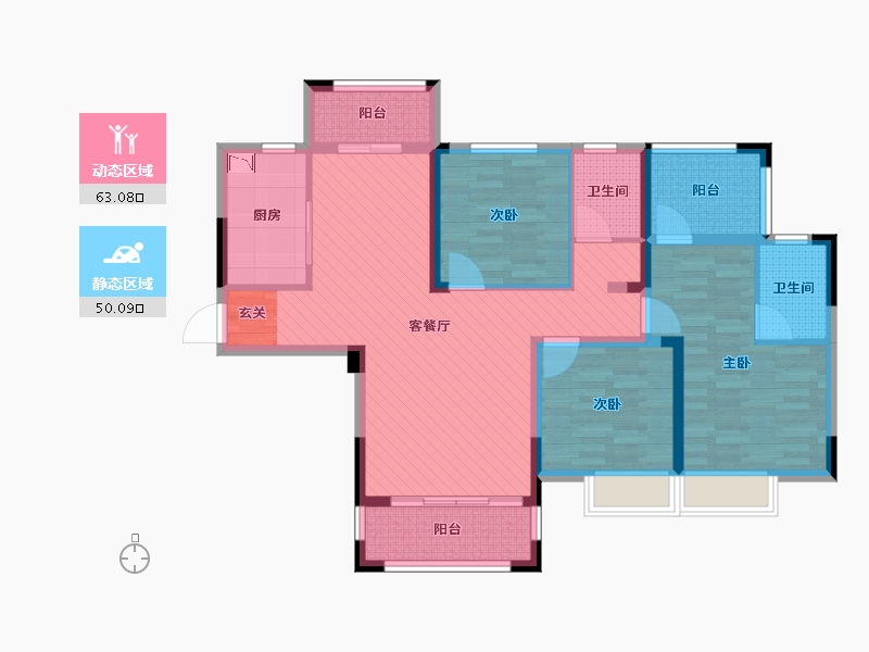 浙江省-台州市-华捷盛世新城-98.41-户型库-动静分区