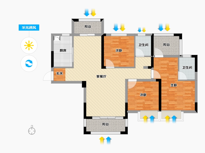 浙江省-台州市-华捷盛世新城-98.41-户型库-采光通风