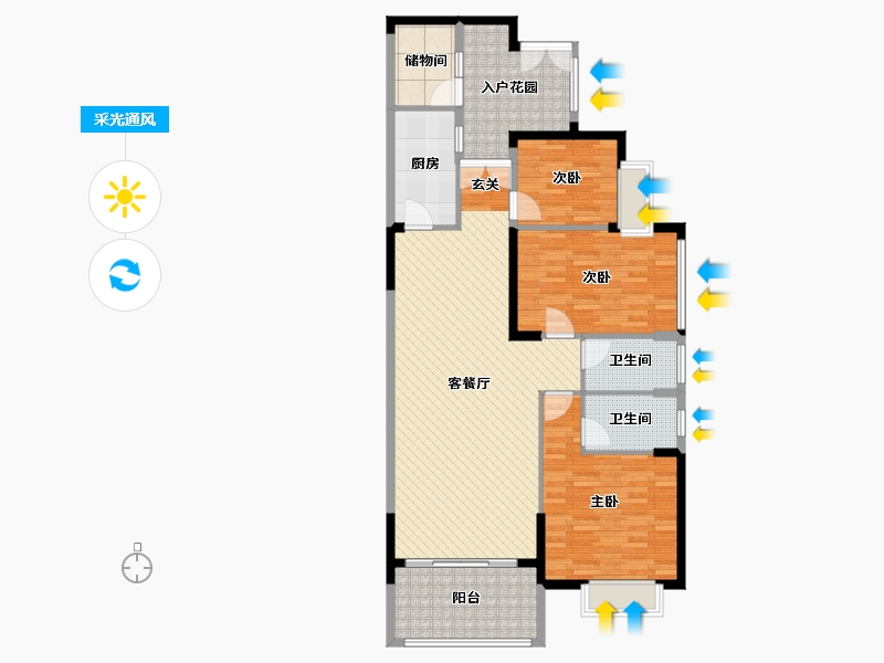 广东省-湛江市-汇景蓝湾-122.48-户型库-采光通风