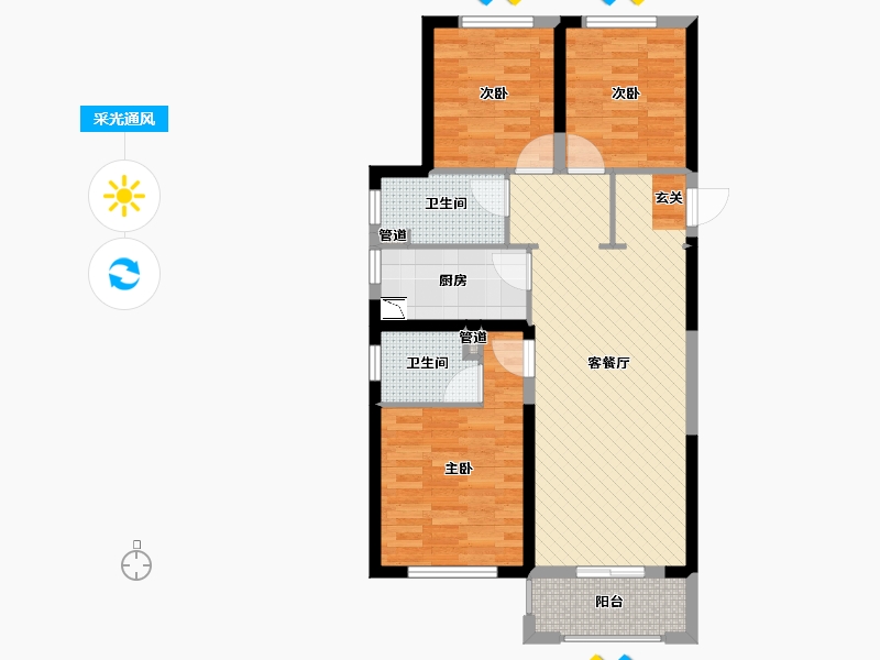 浙江省-温州市-南塘府-80.46-户型库-采光通风