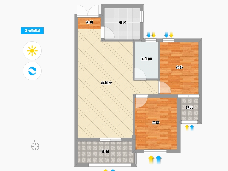 山东省-枣庄市-滕州熙城国际-71.20-户型库-采光通风