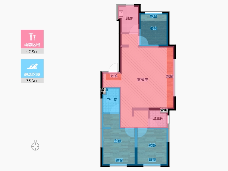 辽宁省-沈阳市-东樾城-73.91-户型库-动静分区