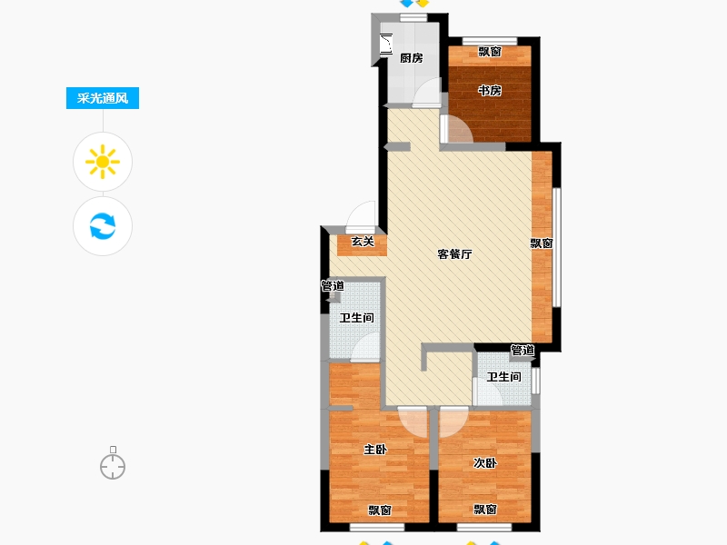 辽宁省-沈阳市-东樾城-73.91-户型库-采光通风