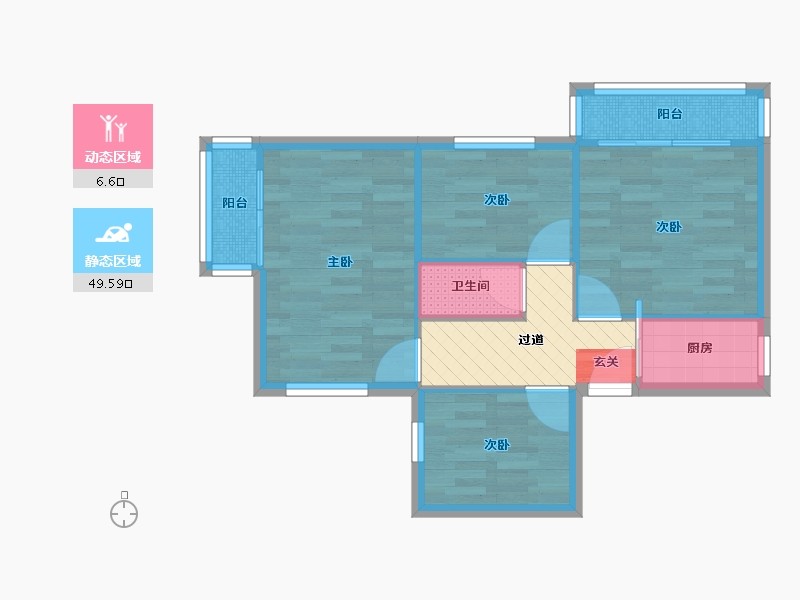 北京-北京市-裕中东里-54.89-户型库-动静分区