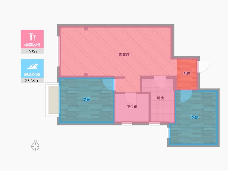 山东省-济南市-名辉豪庭1号楼-67.53-户型库-动静分区